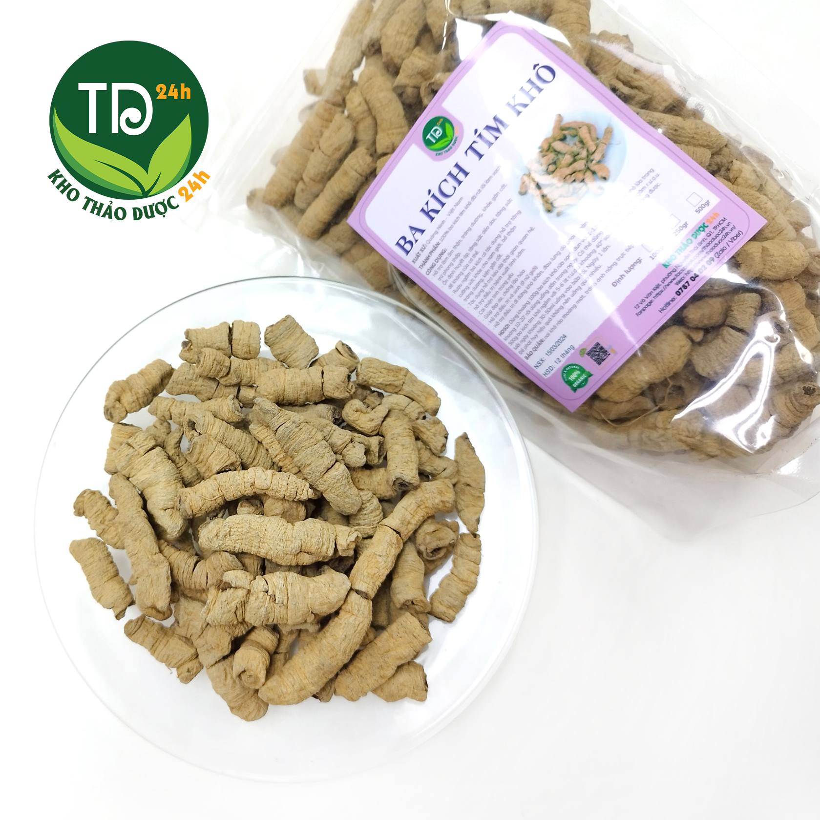 Ba kích tím rút lõi, phơi khô, hàng loại 1, tăng cường sinh lực, bổ thận, ấm thận, tráng dương, kiện gân cốt I Kho Thảo Dược 24h