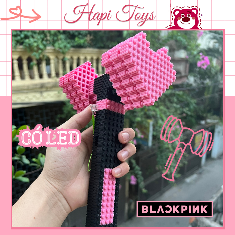 Búa Blackpink lắp ráp búa Lightstick KPOP Kèm Đèn Hapi Toys - Bộ lắp ráp búa hồng decor sáng tạo