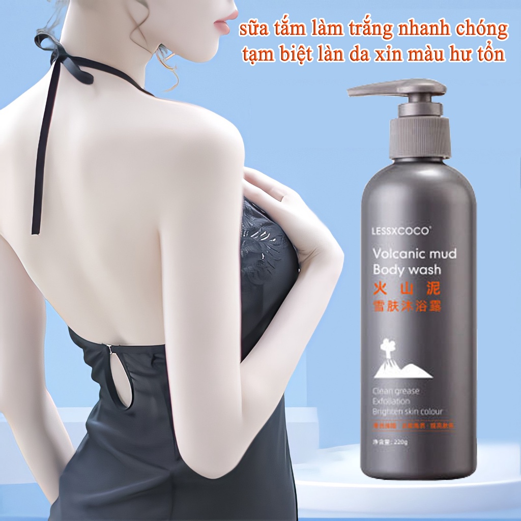 HOÀN TIỀN 15% - Sữa tắm bùn núi lửa làm trắng tắm trắng toàn thân nhanh dưỡng trắng toàn thân mặt phục hồi da rám nắng sữa tắm tẩy
