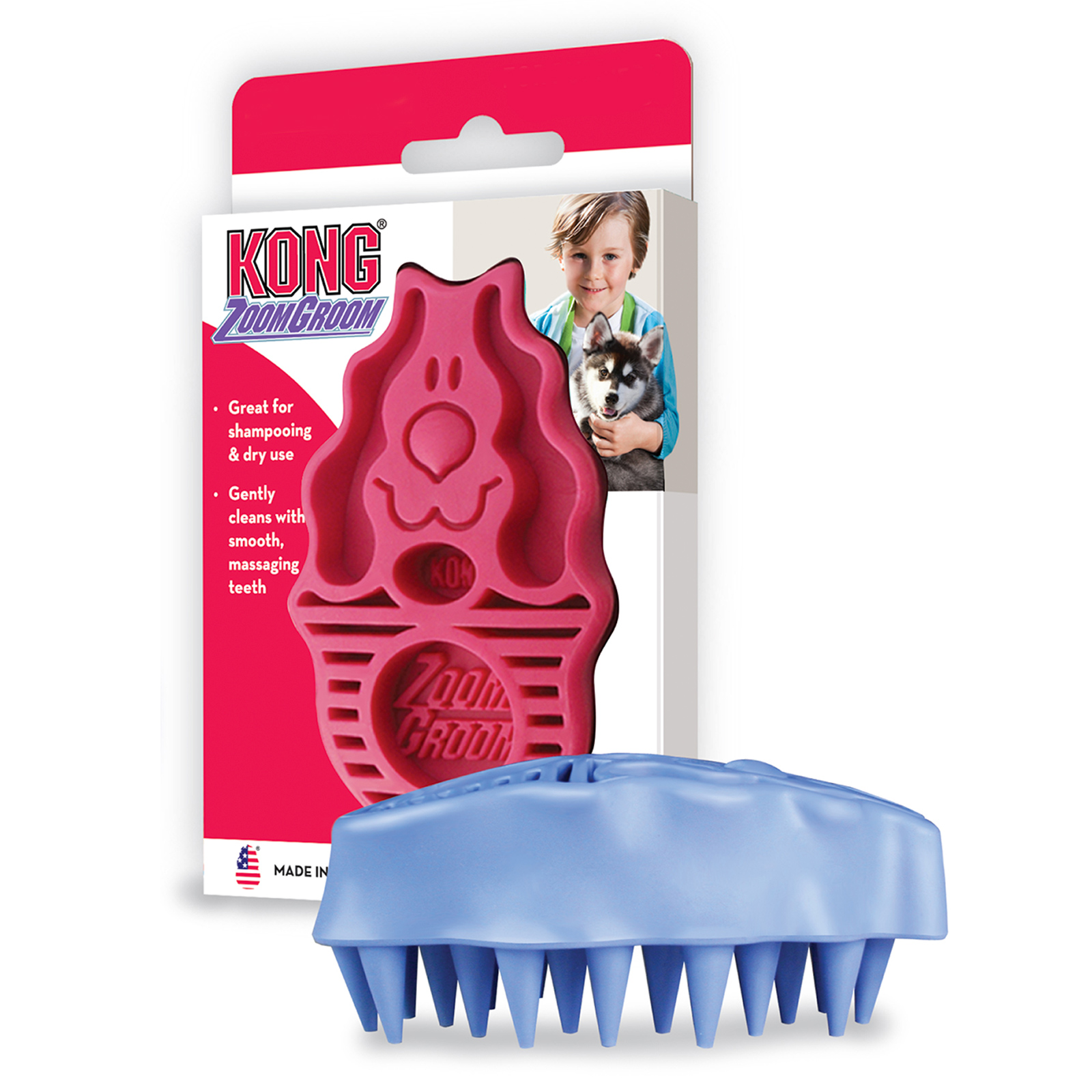 Bàn Chải Lông Cho Cún Kong ZoomGroom Size To 2 Màu Xanh Hồng