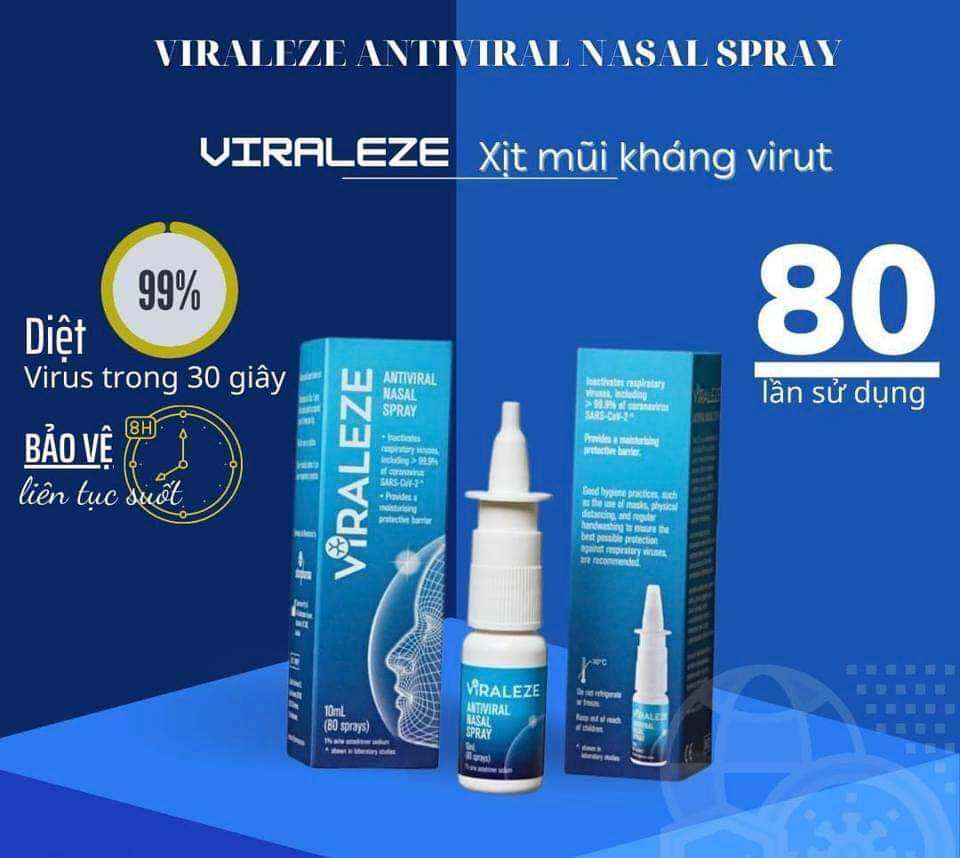 Bình xịt mũi kháng và bất hoạt virus sars-cov-2 viraleze dung tích 10ml