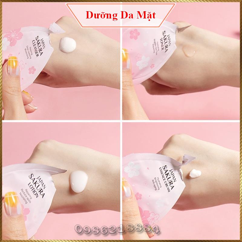 Bộ 4 bước chăm sóc da mặt mini Hoa Anh Đào Laikou Japan Sakura dùng 1 lần LJS4