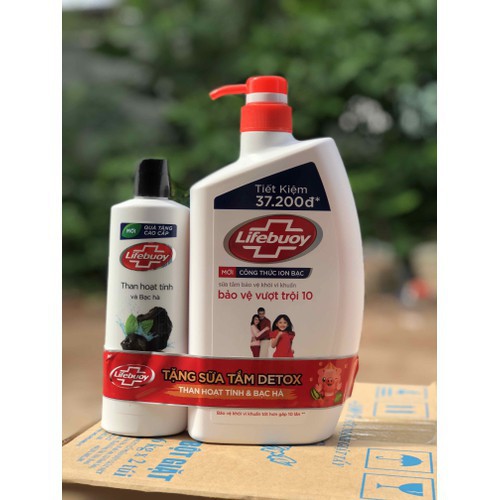 [HCM]Sữa tắm Lifebuoy ion Bạc 850g (Tặng kèm sữa tắm detox than hoạt tính và bạc hà)