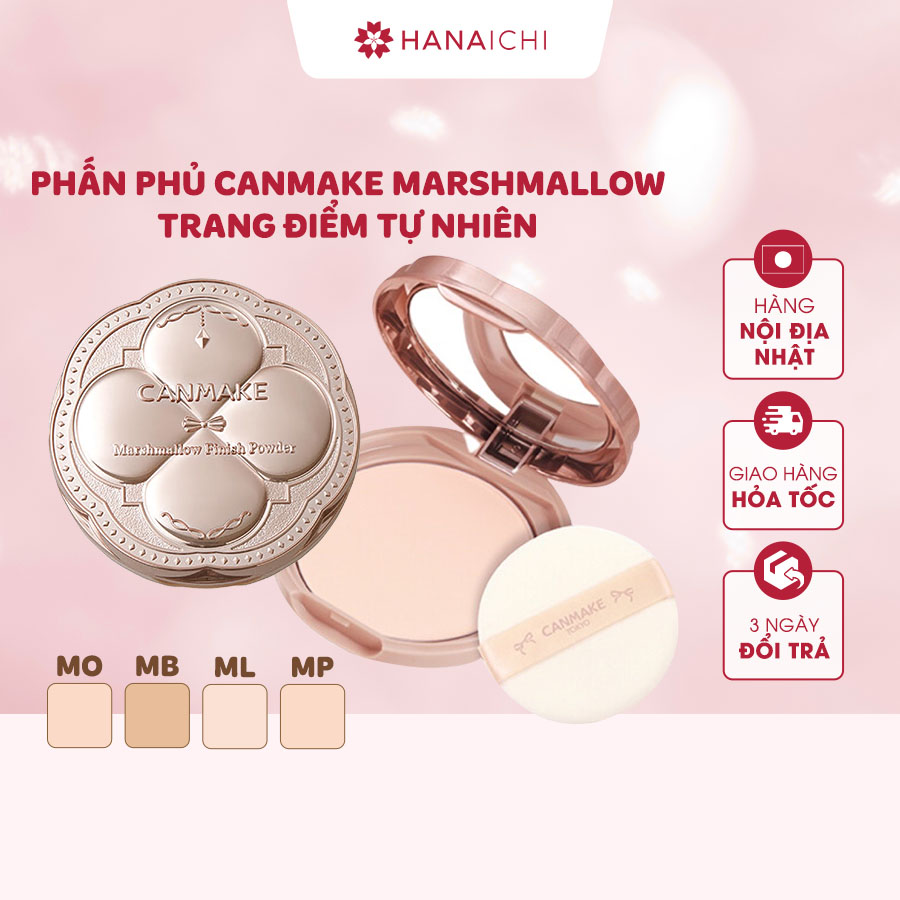 Phấn phủ Canmake Marshmallow Finish Powder kiềm dầu, chống nắng SPF50 PA +++ và lõi thay thế - Nội địa Nhật