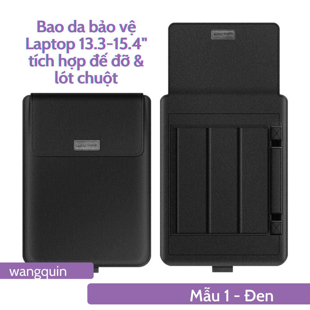 Sẵn VN - W&Q Bao Da Bao Laptop Macbook 13 13.3 14 15 15.6 inch Sang Trọng Cao Cấp Nhiều Tính Năng Tích Hợp Giá Đỡ và Lót Chuột