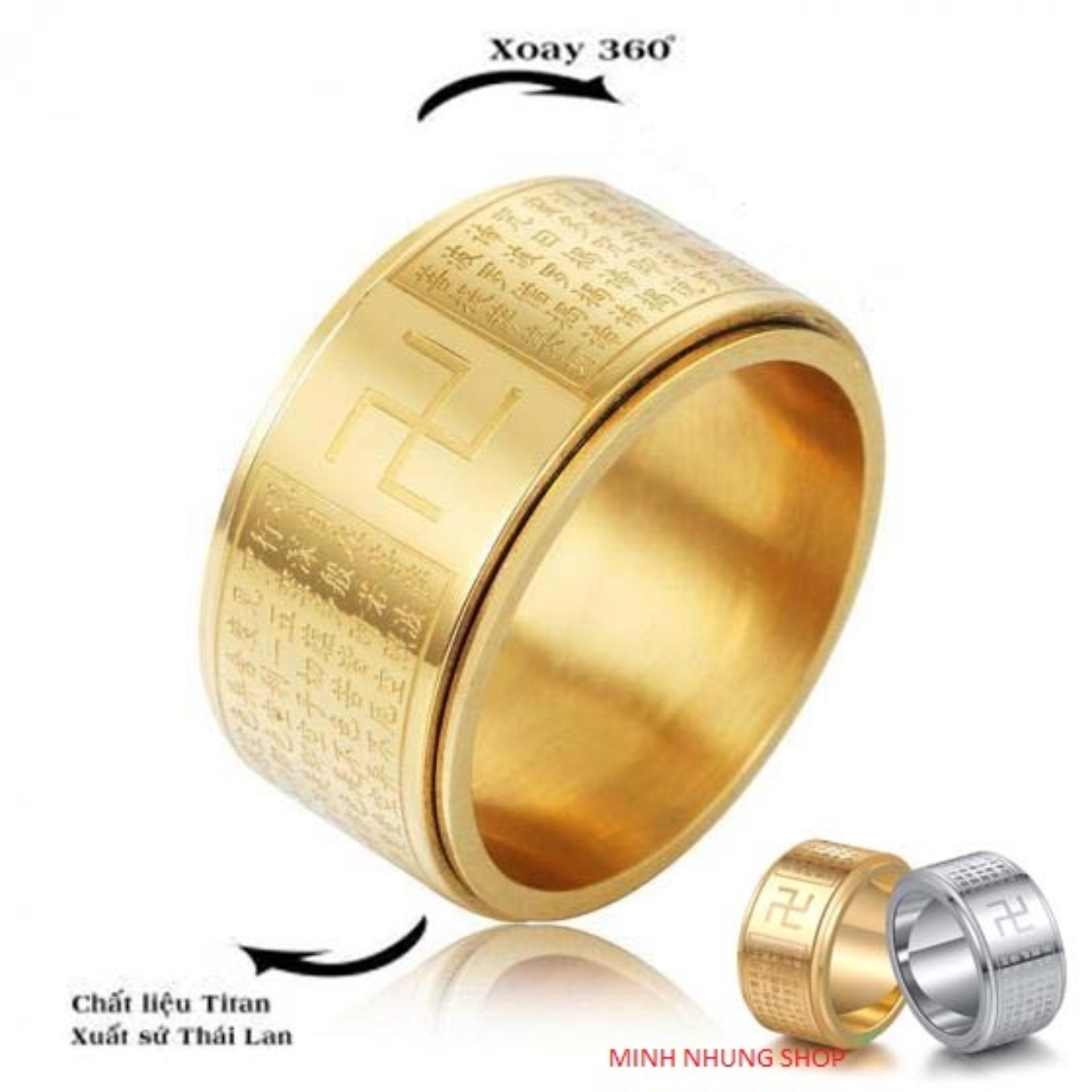 Nhẫn Xoay 360 độ - Bát Nhã Tâm Kinh - Khắc chữ, Vĩnh viễn không đen