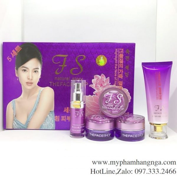 Bộ mỹ phẩm the face shop tím 5in1 - trị nám, tàn nhang, làm trắng da hàn quốc.
