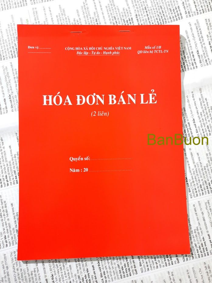 5 quyển hoá đơn bán lẻ 2 liên a4