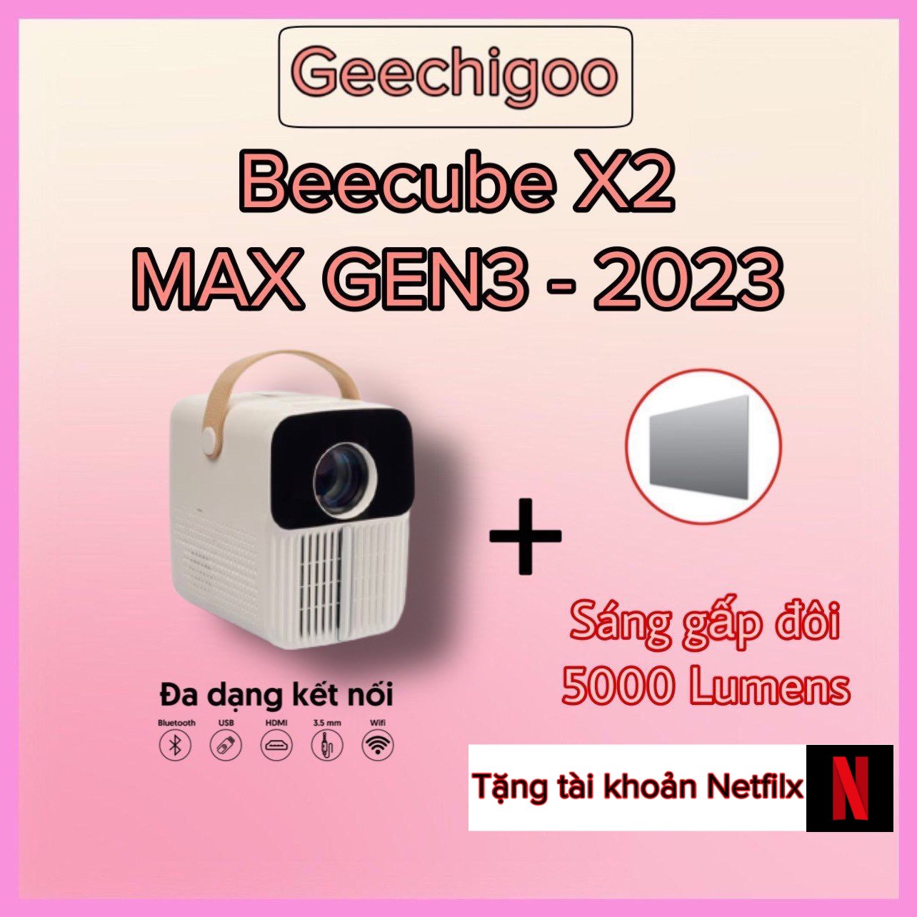 [Trả góp 0%] Máy Chiếu Beecube X2 Max GEN 4 Full HD Combo Quà Tặng Giảm Giá (Tặng Cap HDMI tặng kèm giá đỡ máy chiếu )