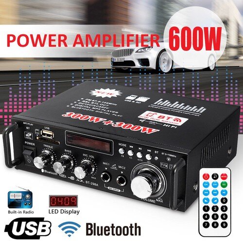 Amply mini karaoke bluetooth bt-298a, âm ly bluetooth karaoke tại nhà, amli cho xe ô tô – bảo hành 12 tháng-bộ khuếch đại bluetooth bt-298a