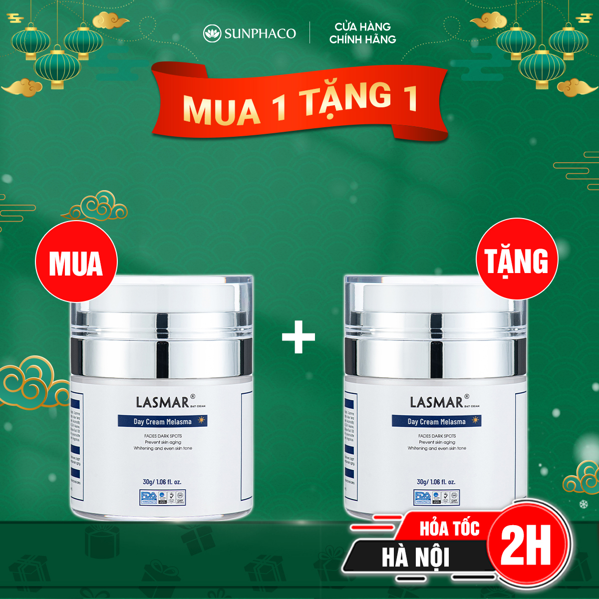 Kem nám ban ngày lasmar hỗ trợ mờ nám da, sáng da, mờ tàn nhang lâu năm 30g