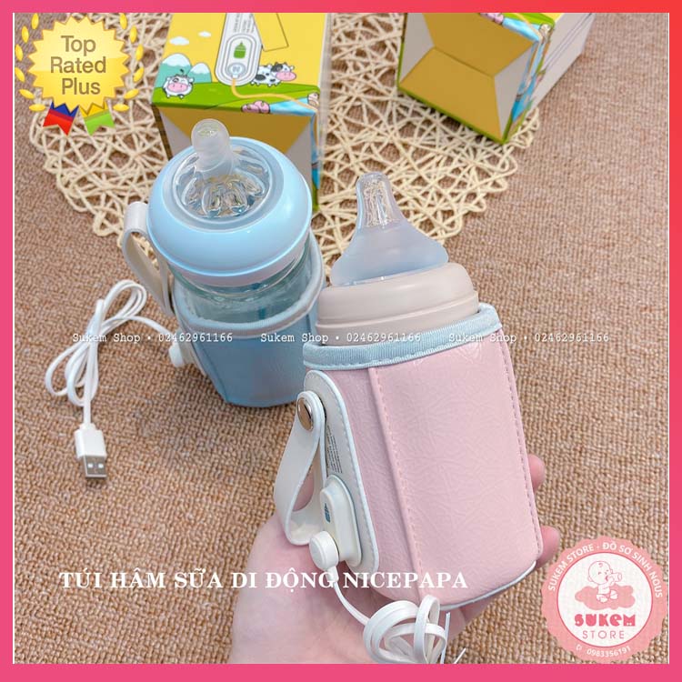 Túi hâm bình sữa/ủ bình sữa di động nice papa 2021 hâm siêu nhanh, mang đi du lịch tiện lợi - sukem shop