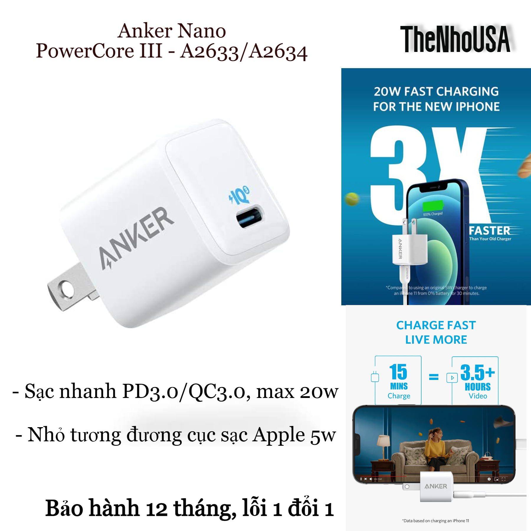 Sạc Anker PowerPort Nano Powercore III 20w - A2633 [BH 12T]