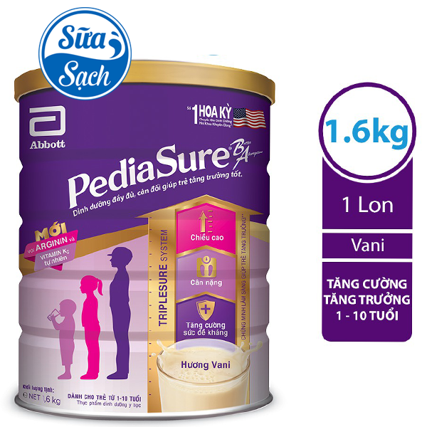 [HCM]Sữa bột Pediasure B/A hương vani 1.6kg (mẫu mới)