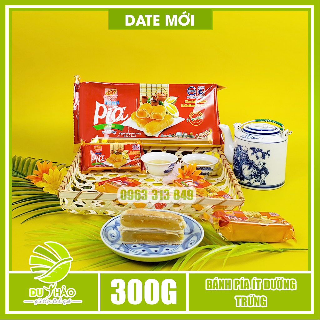 Bánh pía ít đường có trứng Tân Huê Viên 280g, bánh pía ít ngọt đậu xanh sầu riêng trứng