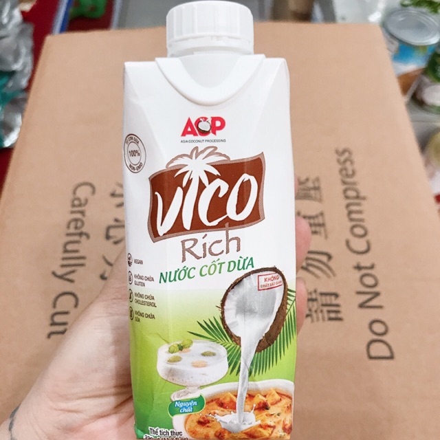 [HCM]NƯỚC CỐT DỪA VICO RICH NGUYÊN CHẤT (hộp 330ml) - tiện lợi cho mọi gia đình