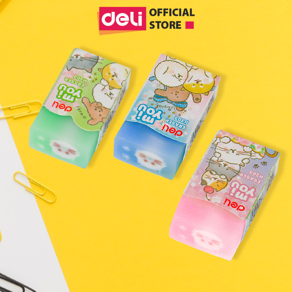 Gôm tẩy bút chì 2b deli - tẩy sạch sẽ, ít vụn, không mòn giấy - phù hợp cho học sinh, văn phòng, vẽ tranh, phác thảo - eh303
