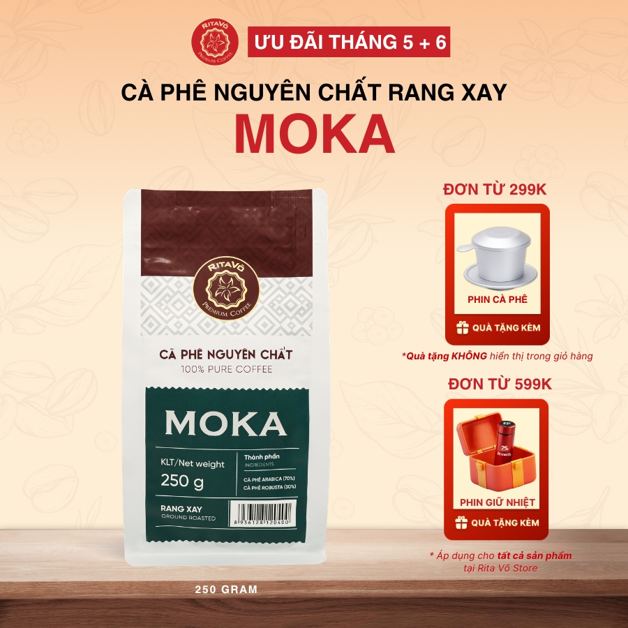 Cà phê rang xay rita võ cafe moka 250g