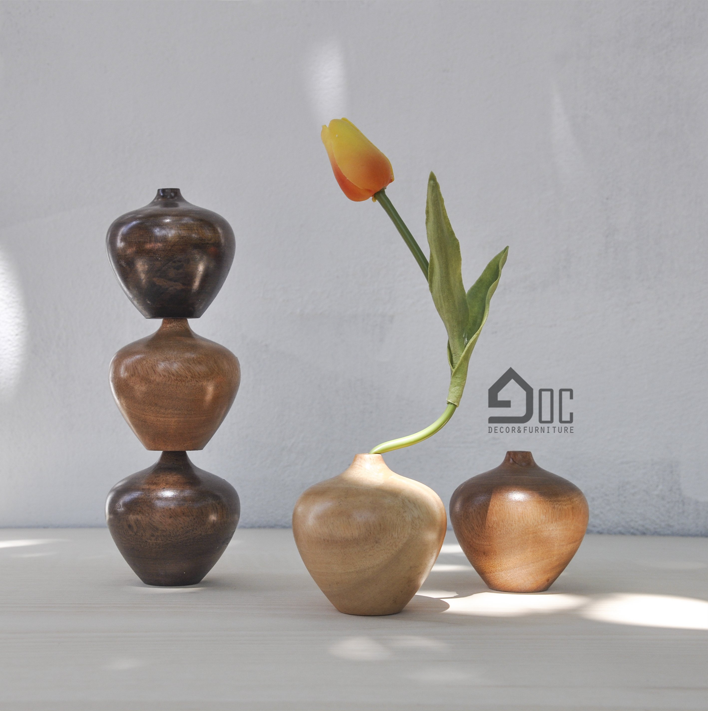 Lọ hoa gỗ mini hình trái tim trang trí, quà tặng góc decor
