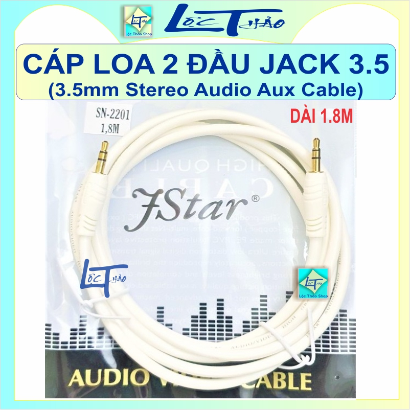 Cáp loa 2 đầu 3.5 đầu đực dài 1.8m