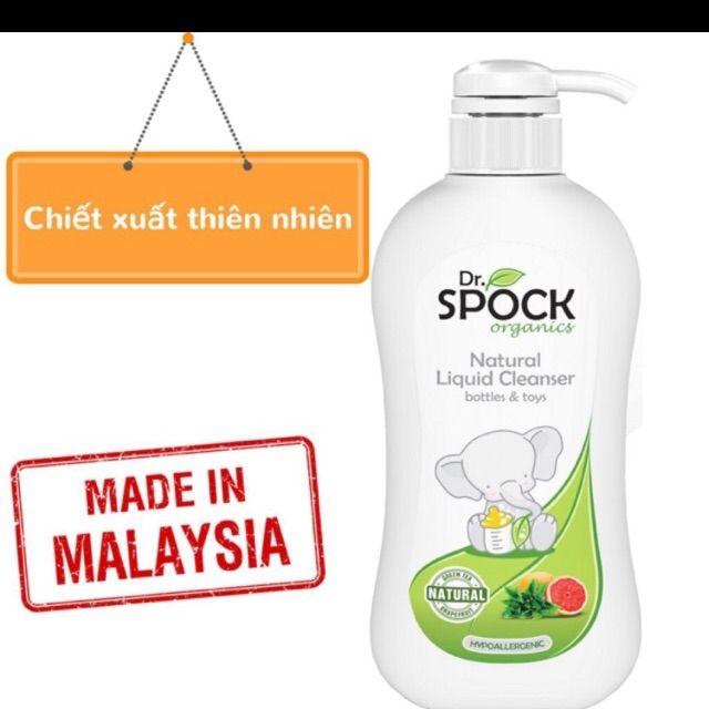 Nước rửa bình sữa organic chiết xuất thiên nhiên dr. spock 450ml