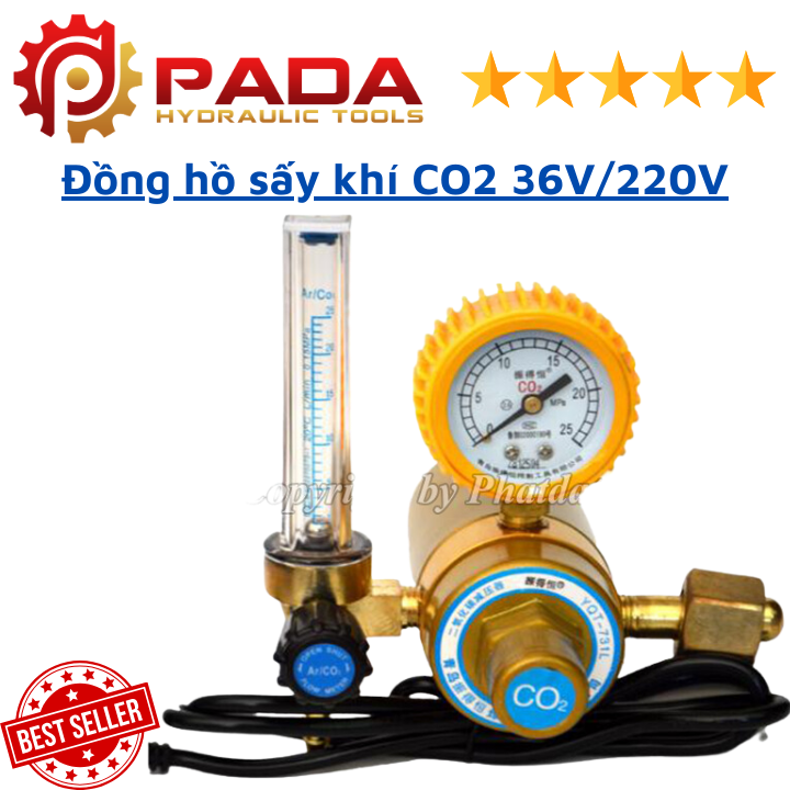 Đồng hồ sấy khí Co2 36V/220V cho máy hàn MIG/MAG-Hàng chất lượng.