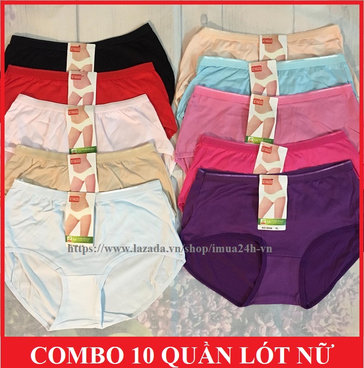 Combo 10 quần lót nữ chất liệu cotton form to từ 45-75kg
