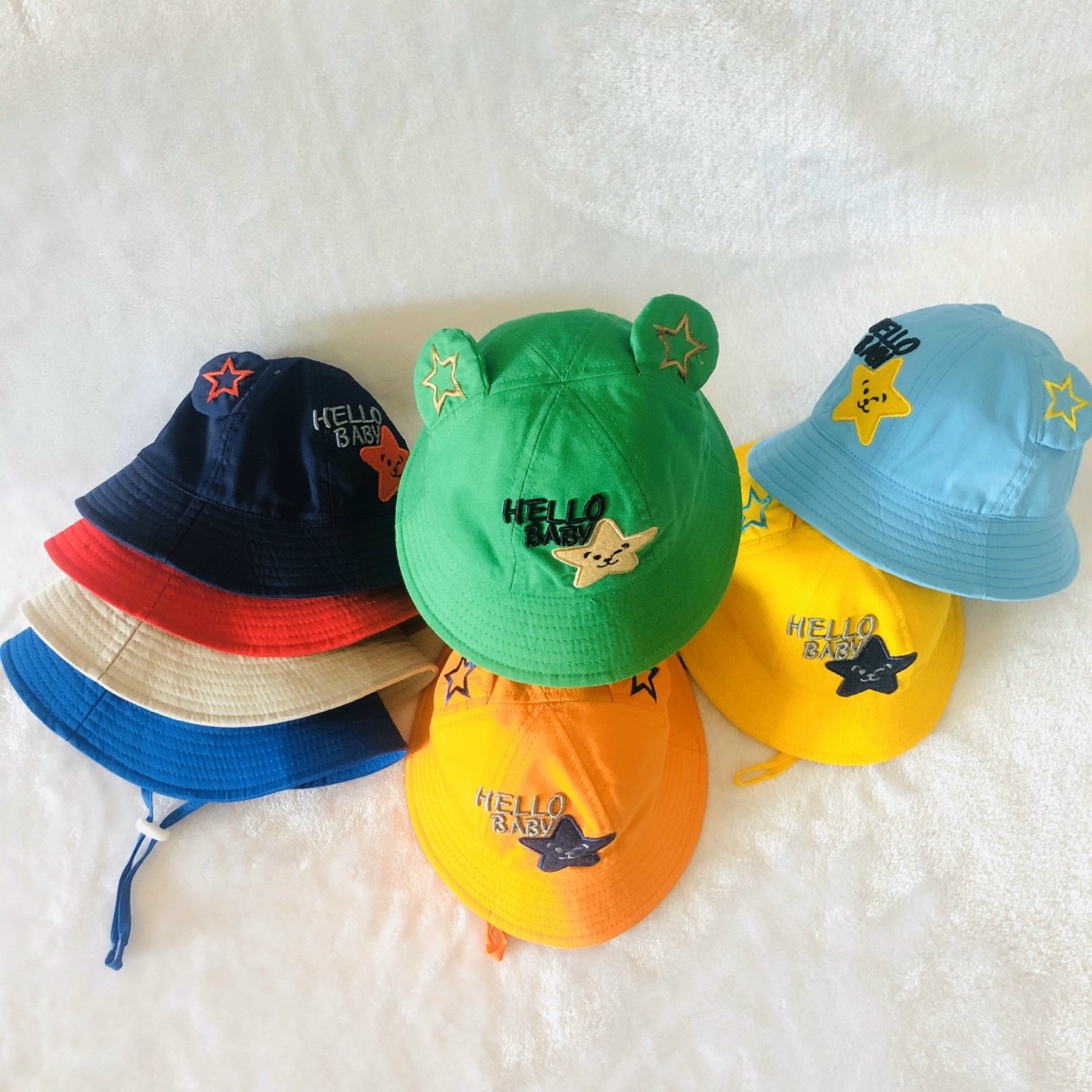 Mũ Vành có chóp con gấu cho bé gái bé trai 6- 18 tháng