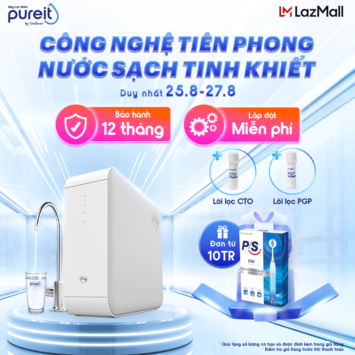 Máy lọc nước pureit delica ur5640 + lõi lọc cto + lõi lọc pgp
