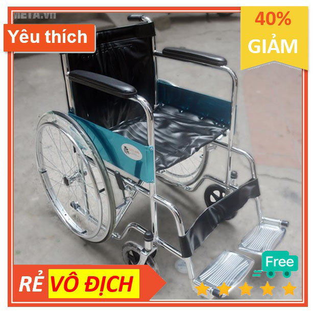 Xe lăn tiêu chuẩn AC-809 bánh đúc xếp gọn được