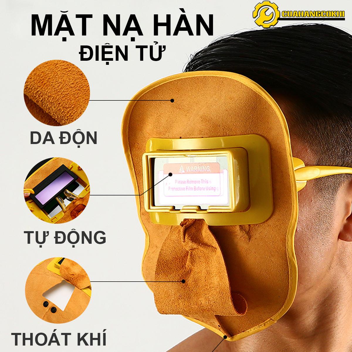 Mặt nạ hàn điện tử da độn - Kính hàn điện tử bảo vệ mắt khi hàn - Mặt nạ hàng da bò cao cấp chống sỉ hàn cách nhiệt - Bảo hành 6 tháng