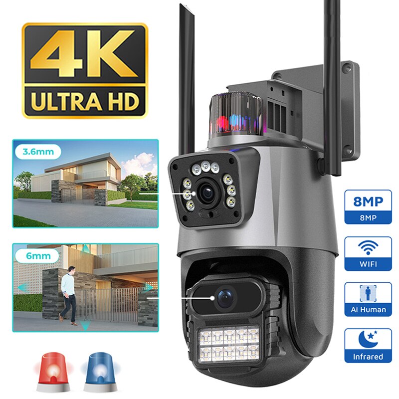 Camera An Ninh Wifi 8MP 4K Camera Quay 360 ĐộIp66 Chống NướcCó Đèn Báo ĐộngGhi Hình Ngày Và Đêm Sắc NétGiám Sát Từ Xa Trên Điện Thoại Di ĐộngĐàm Thoại Hai ChiềuHỗ Trợ Lưu Trữ Thẻ TF Lên Tới 128gb