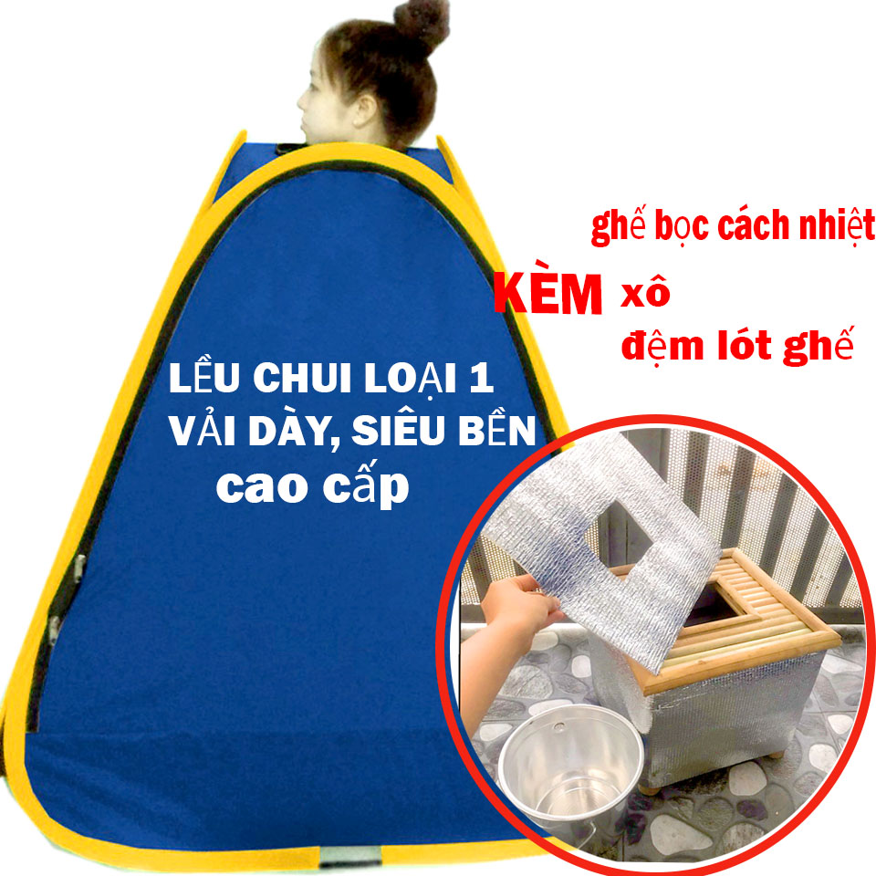 Lều xông hơi chui đầu VẢI DÀY+bộ ghế xông vùng kín sau sinh