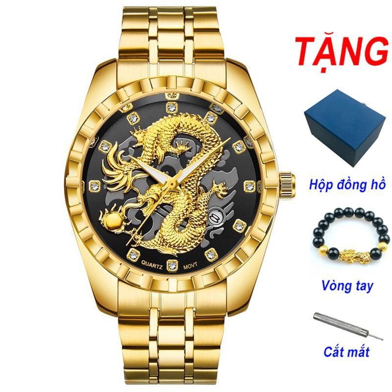 [HCM][TẶNG VÒNG] ĐỒNG HỒ NAM WLISTH S947 DÂY THÉP CAO CẤP RỒNG VÀNG 3D