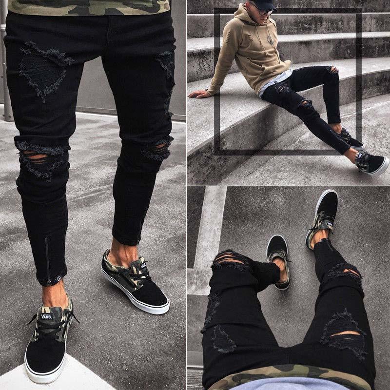 Quần jeans nam rách chắp vá mã: nd1360.