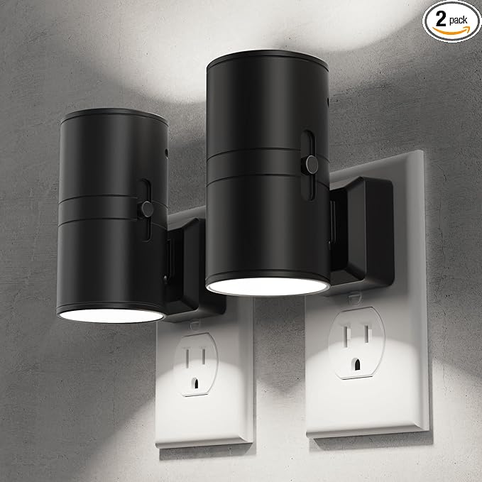 Đèn ngủ cắm tường LED hiện đại, cảm biến tự động bật/tắt (hoàng hôn đến bình minh), ánh sáng trắng ban ngày 5000K