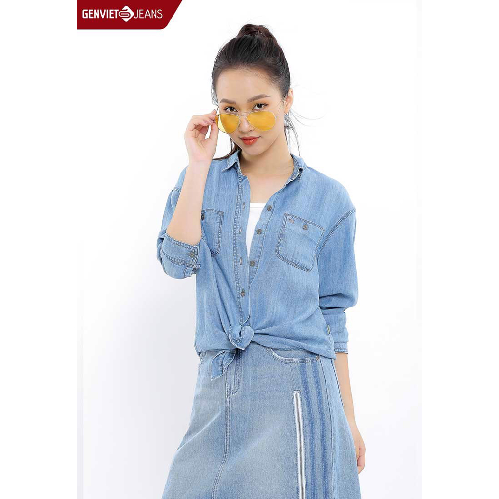 Áo sơ mi jeans dài tay Nữ TA105J21 GENVIET