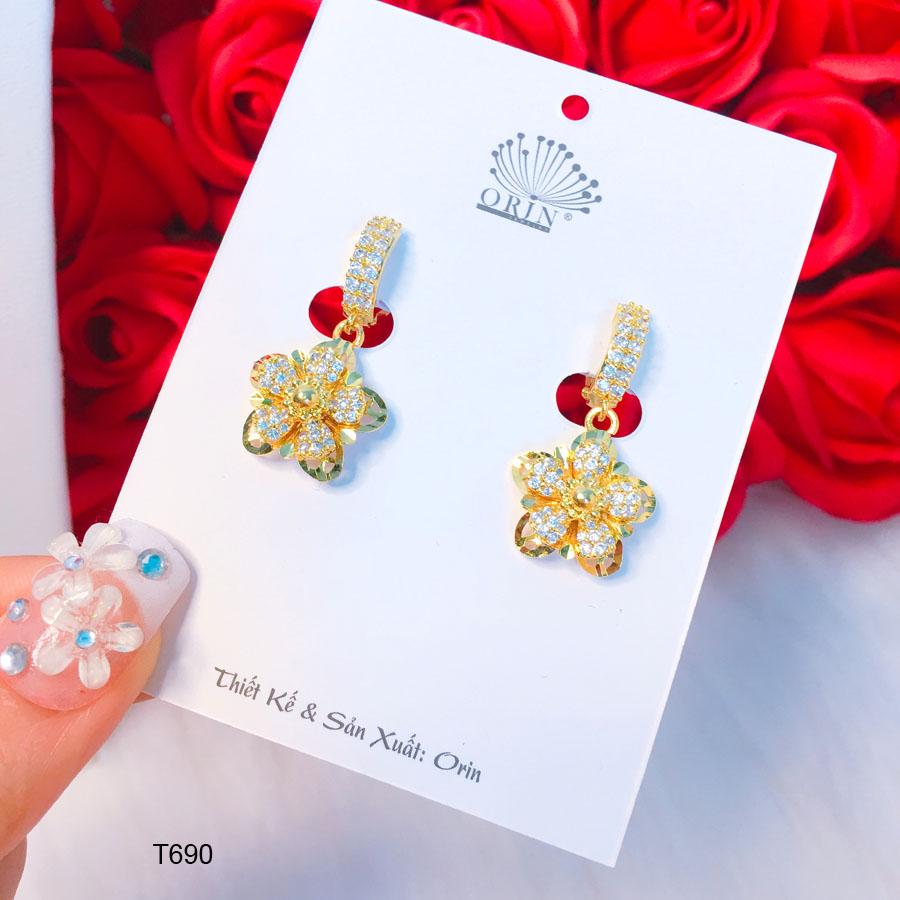 [Hoàn tiền 20%] Bông tai nữ bông tai dáng dài hoa đính đá thiết kế cao cấp Orin T690 - Long Tien
