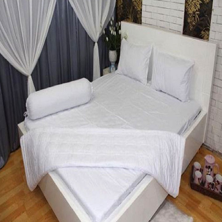 Set Bộ 4 Món Ga Gối Khách Sạn (Trắng Trơn và Sọc 3P) - 100% Cotton Thắng Lợi : Đủ Kích Thước