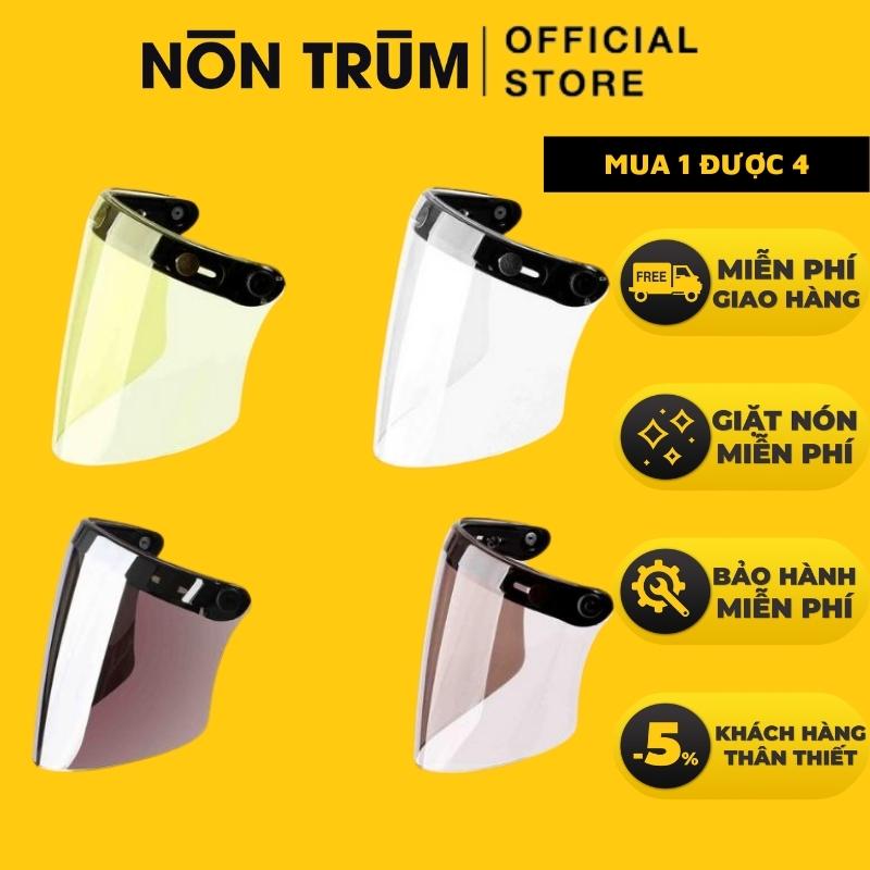 Kính Flat Royal gắn mũ bảo hiểm 3/4, mũ bảo hiểm fullface có 3 khuy bấm, kính thẳng Royal - Nón Trùm