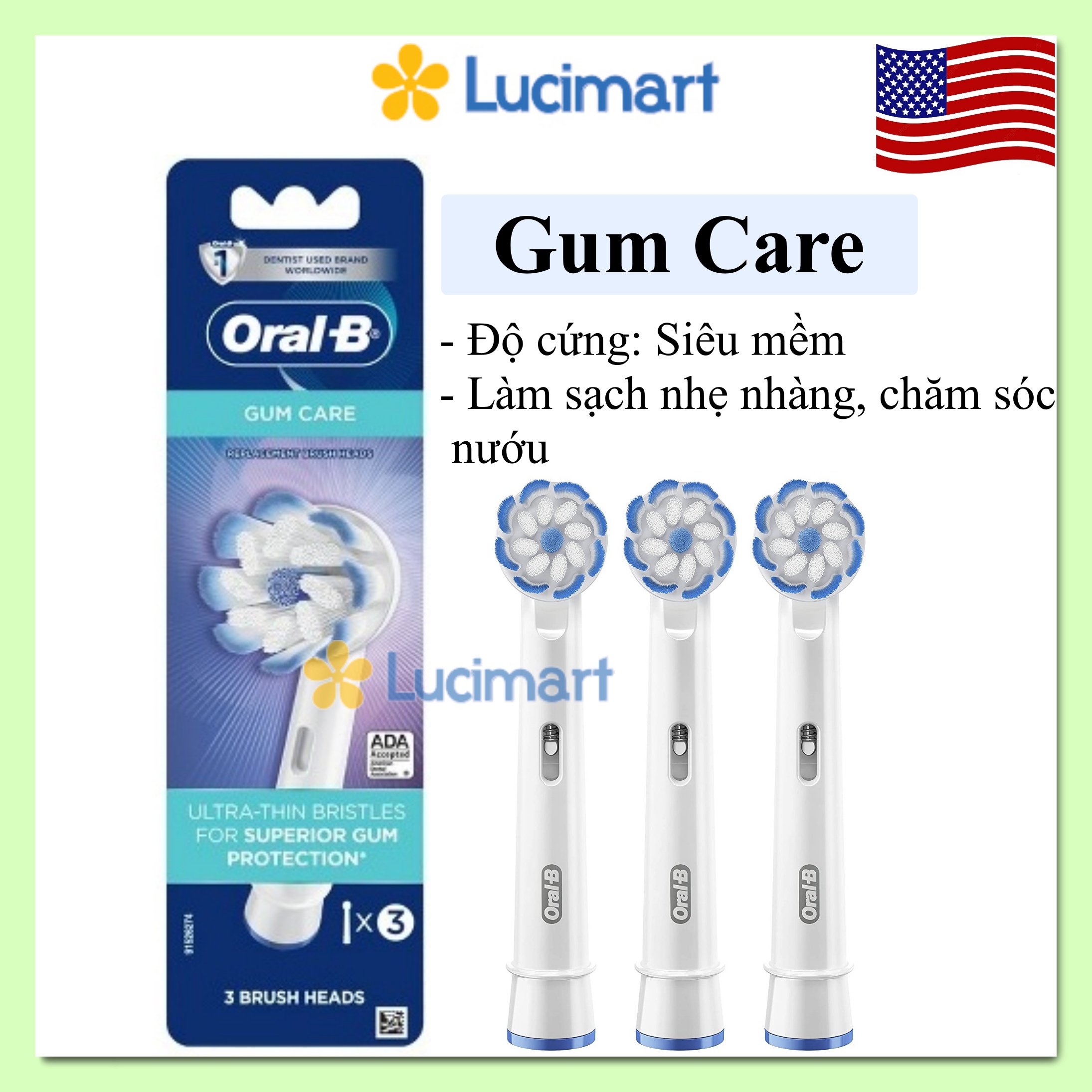 Đầu bàn chải điện Oral-B Gum Care 1 hộp 3 cái [Hàng Mỹ]