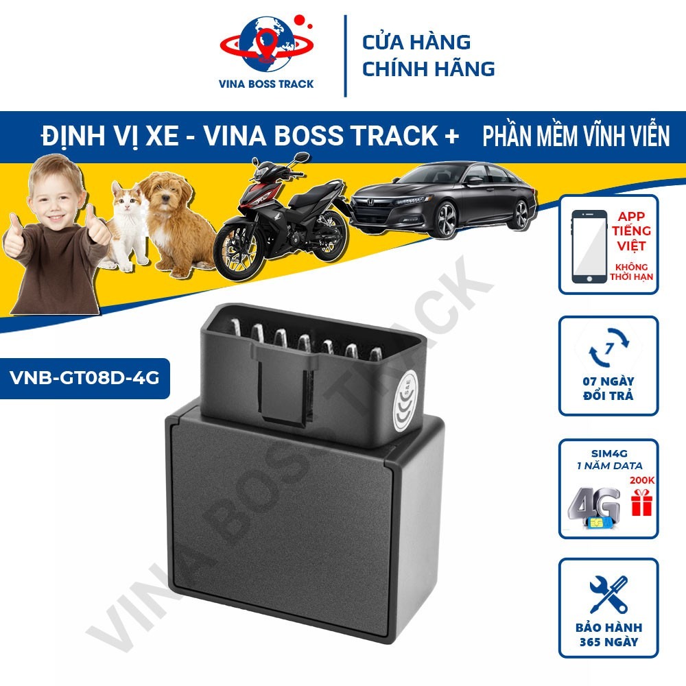 Thiết bị định vị ô tô VNB8D 4G PHẦN MỀM MIỄN PHÍ bảo hành 12 tháng ưu đãi mua kèm sim 4G data 1 năm