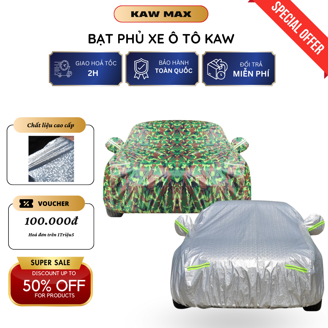Car Cover, Car Tarpaulin, Car Cover for 4 to 7 Seats, Folds Neatly with Reflective Silver Layer to Protect Against Heat and Rain, Thick Material Type 1, Waterproof, Anti-Scratch, Good Heat Insulation, Anti-Dust Giá 459,000 Đồng*Miễn phí vận chuyển