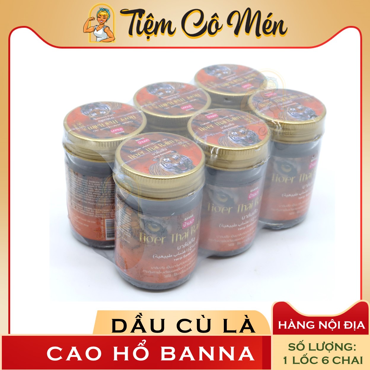 Lốc 6 hũ dầu cù là cao hổ - dầu thái lan nội địa dùng trong massage body - 50g