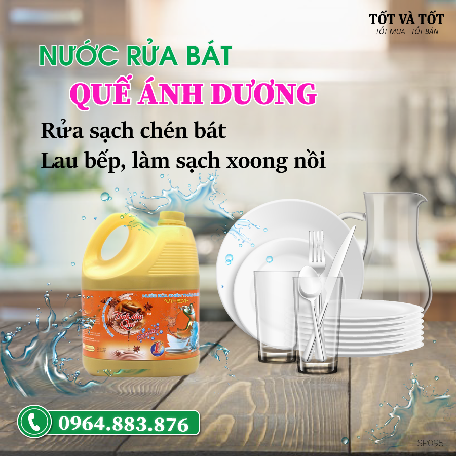 Nước rửa bát tinh dầu quế Ánh Dương 3.2 lít