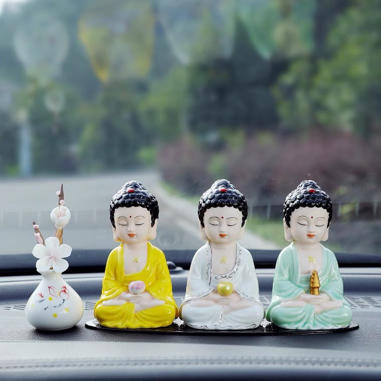 Tượng phật sứ để taplo xe hơi cao cấp - phụ kiện xe ô tô tượng quan âm , phật tổ sứ