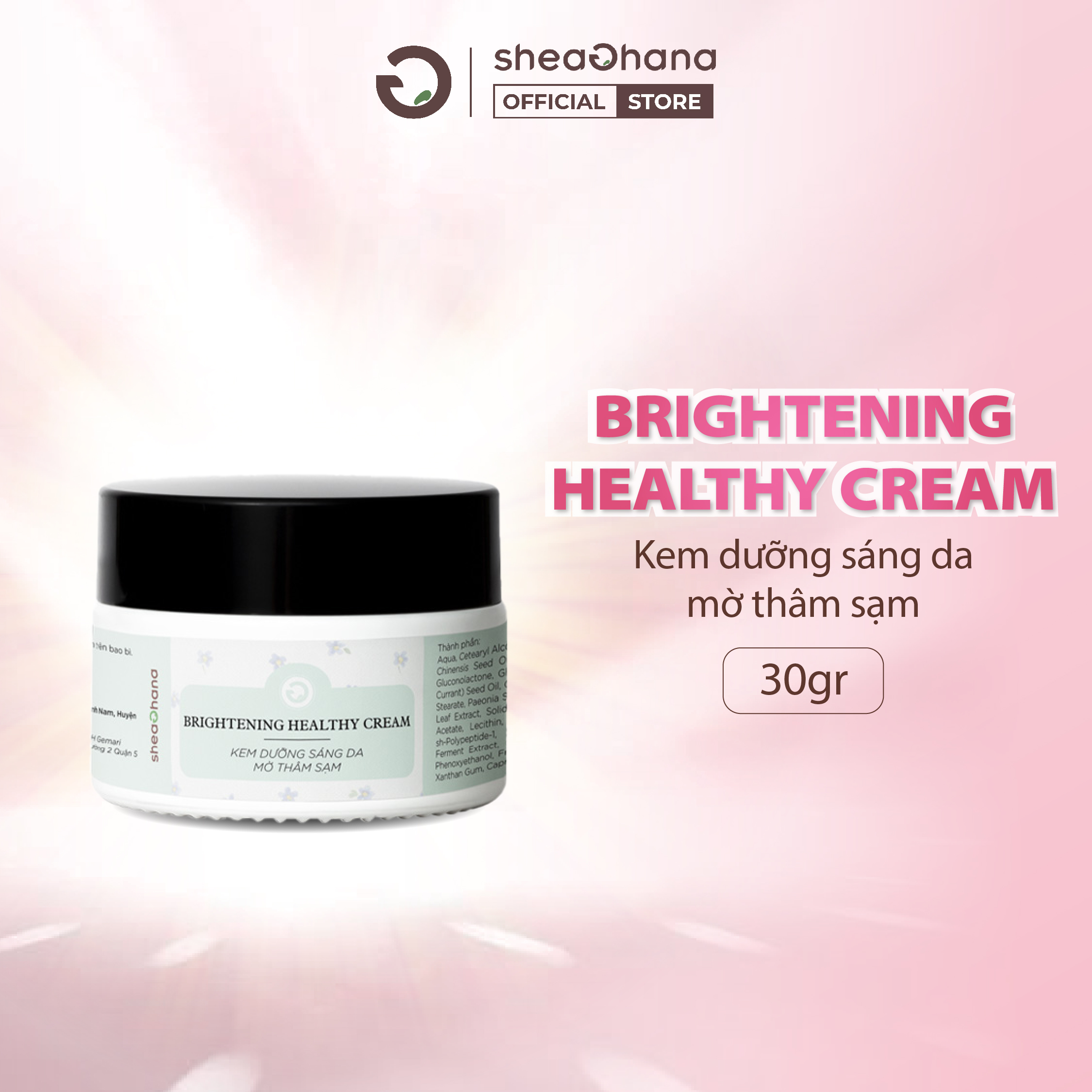 Kem dưỡng trắng da mờ thâm sạm & ngăn ngừa mụn dành cho da nhạy cảm SheaGhana Brightening Healthy Cream 30g