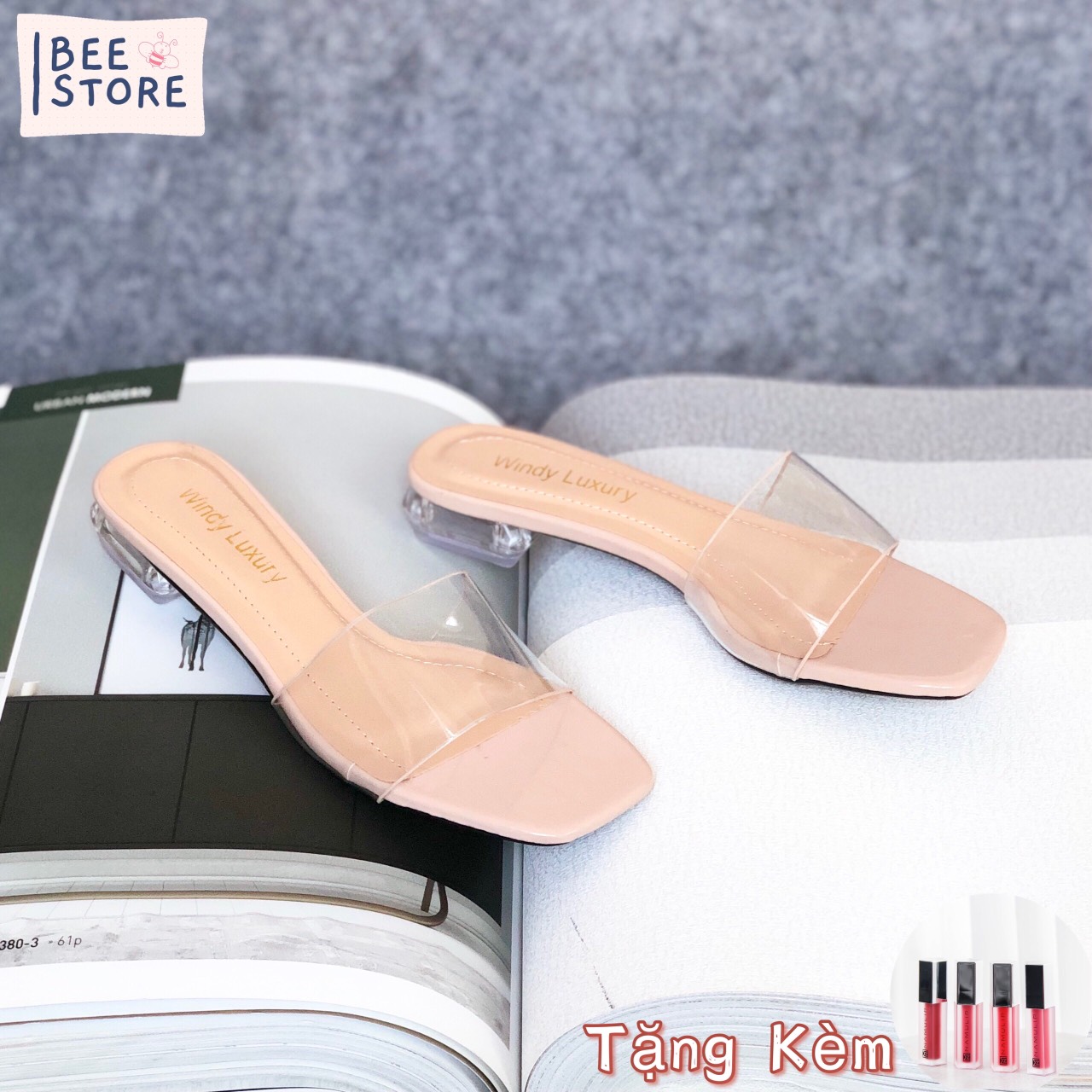 Guốc quai trong mica ❤️𝐓ặ𝐧𝐠 𝐊è𝐦 𝟏 𝐒𝐨𝐧 𝐇𝐐❤️ guốc chắc chắn sang trọng với đế trong cao 2cm chuẩn hàng VNXK