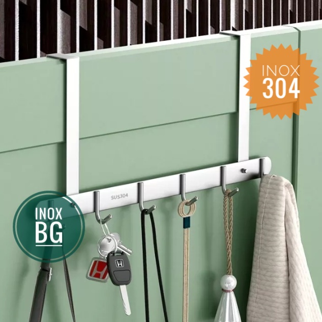 Móc treo quần áo sau cánh cửa, ko cần khoan, chất liệu Inox 304