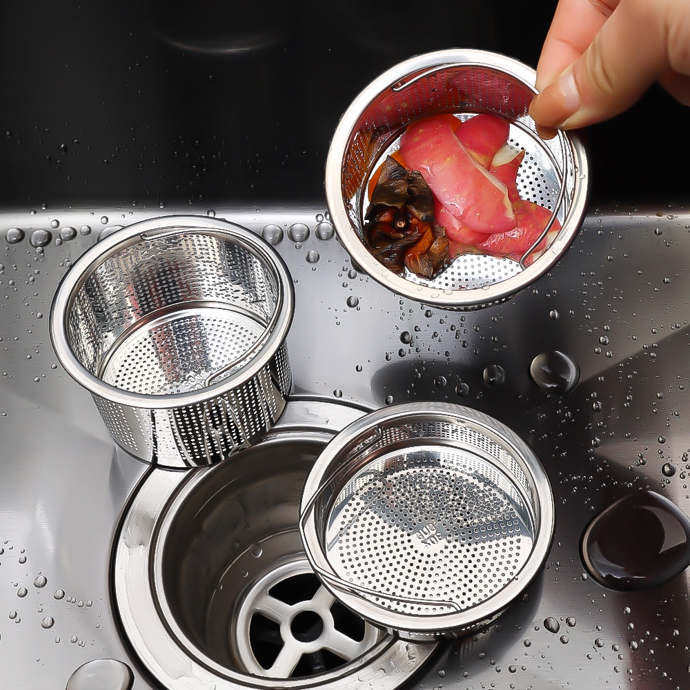 Giỏ Lọc Rác Bồn Rửa Bát, Lọc Rác Inox 304 Có Dây Treo Xách